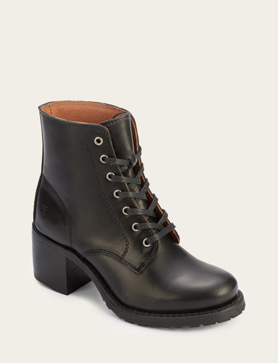 Frye Women's Black Sabrina 6G Lace Up Boots Black