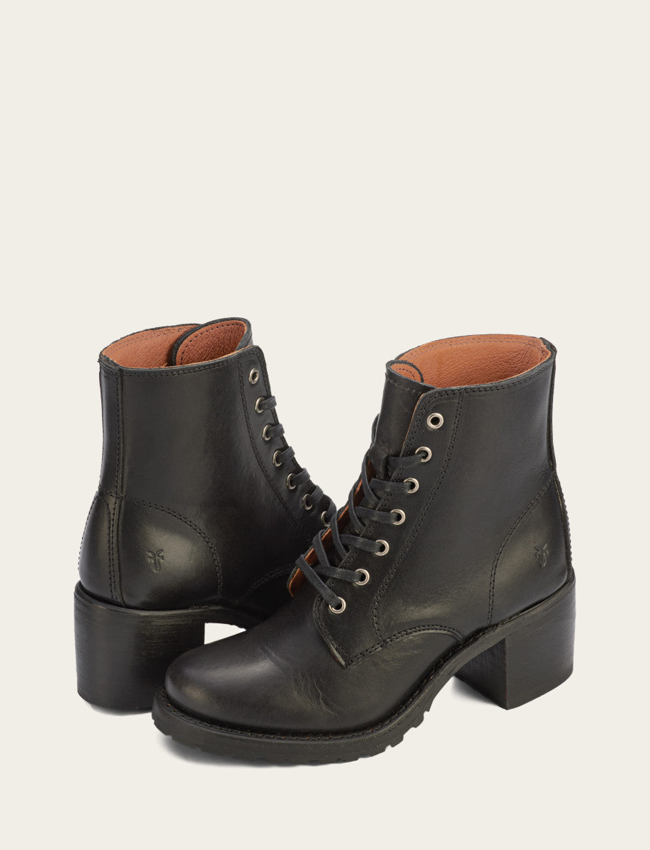 Frye Women's Black Sabrina 6G Lace Up Boots Black