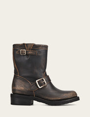 Frye Women's Distressed Black Viv Short Engineer Boot Distressed Black
