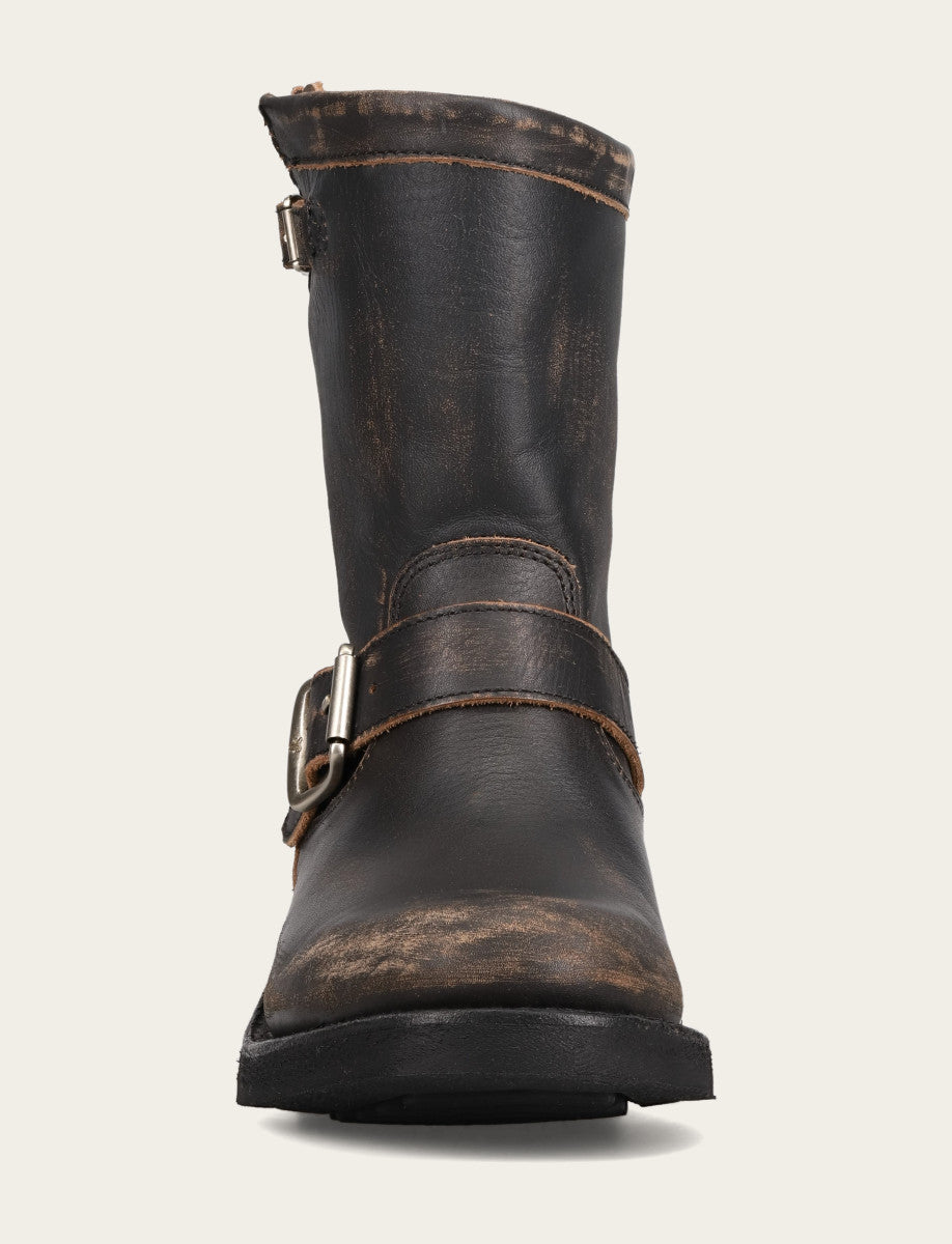 Frye Women's Distressed Black Viv Short Engineer Boot Distressed Black