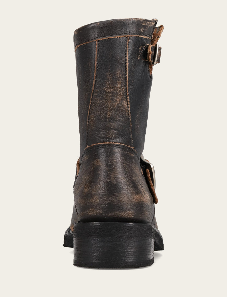 Frye Women's Distressed Black Viv Short Engineer Boot Distressed Black