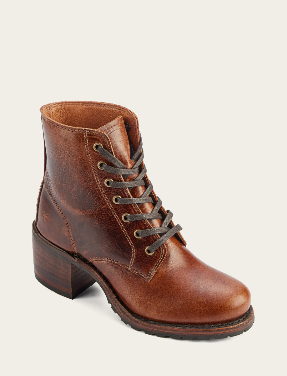Frye Women's Cognac Sabrina 6G Lace Up Boots Cognac
