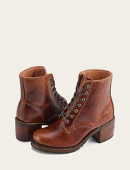 Frye Women's Cognac Sabrina 6G Lace Up Boots Cognac