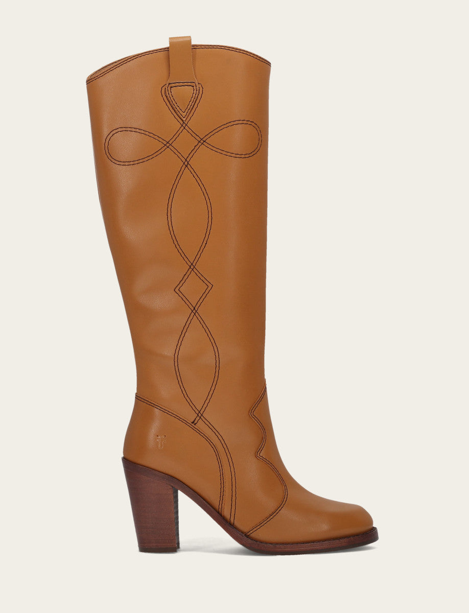 Frye Women’s Caramel Corinne Deco Stitch Tall Boots Caramel