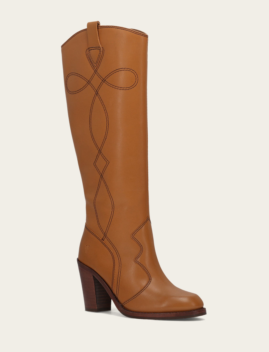 Frye Women’s Caramel Corinne Deco Stitch Tall Boots Caramel