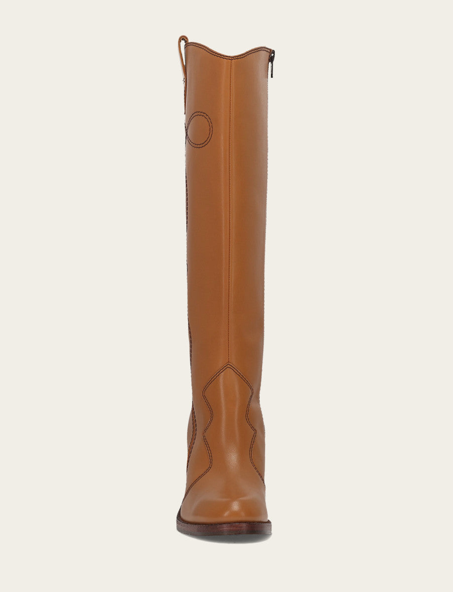 Frye Women’s Caramel Corinne Deco Stitch Tall Boots Caramel