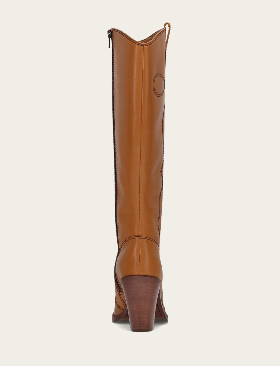 Frye Women’s Caramel Corinne Deco Stitch Tall Boots Caramel