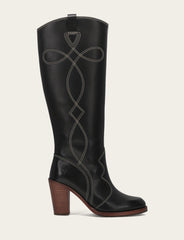 Frye Women's Black Corinne Tall Deco Stitch Boot Black