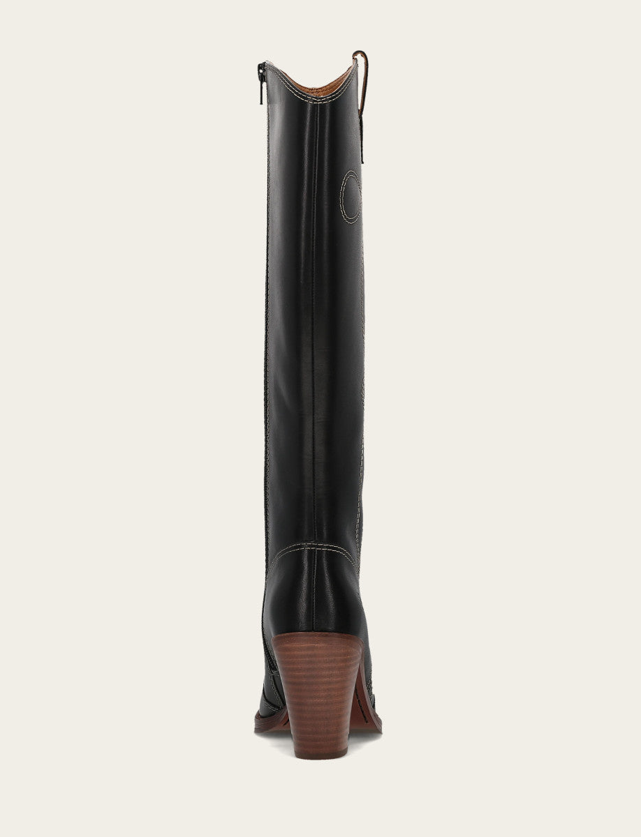 Frye Women's Black Corinne Tall Deco Stitch Boot Black