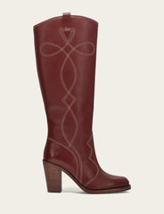 Frye Women's Cranberry Corinne Tall Deco Stitch Boot Cranberry