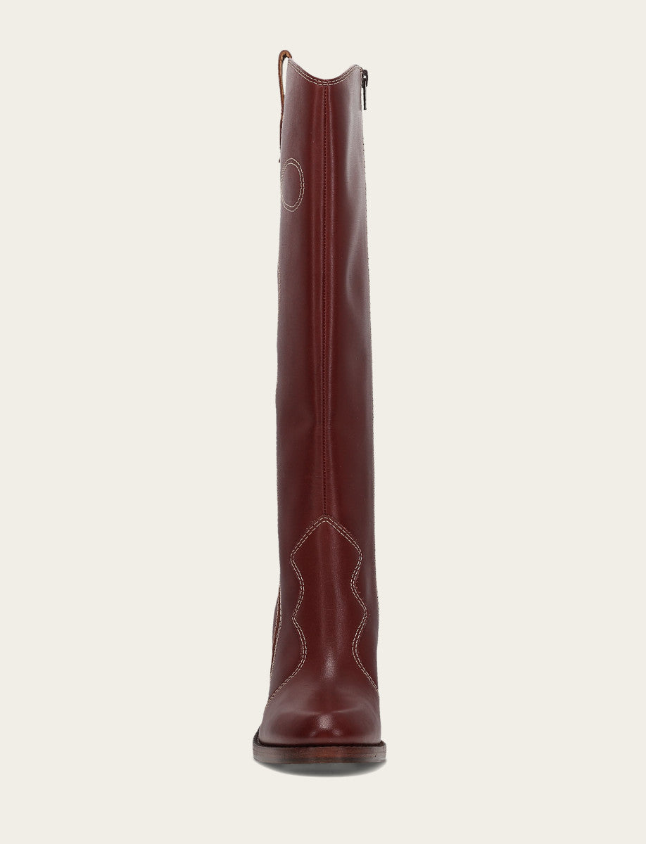 Frye Women's Cranberry Corinne Tall Deco Stitch Boot Cranberry