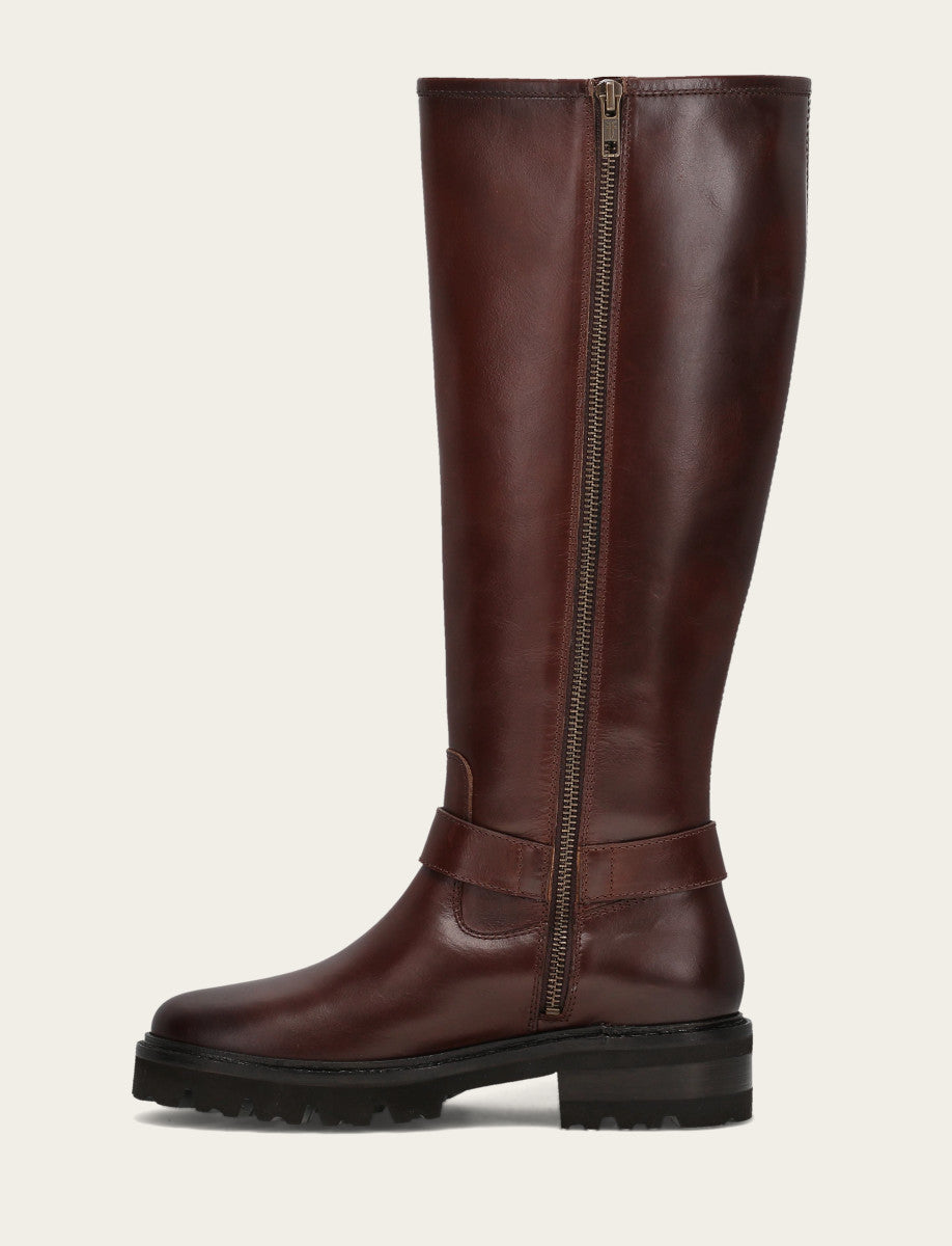 Frye Women's Bourbon Olivia Buckle Tall Boot Bourbon