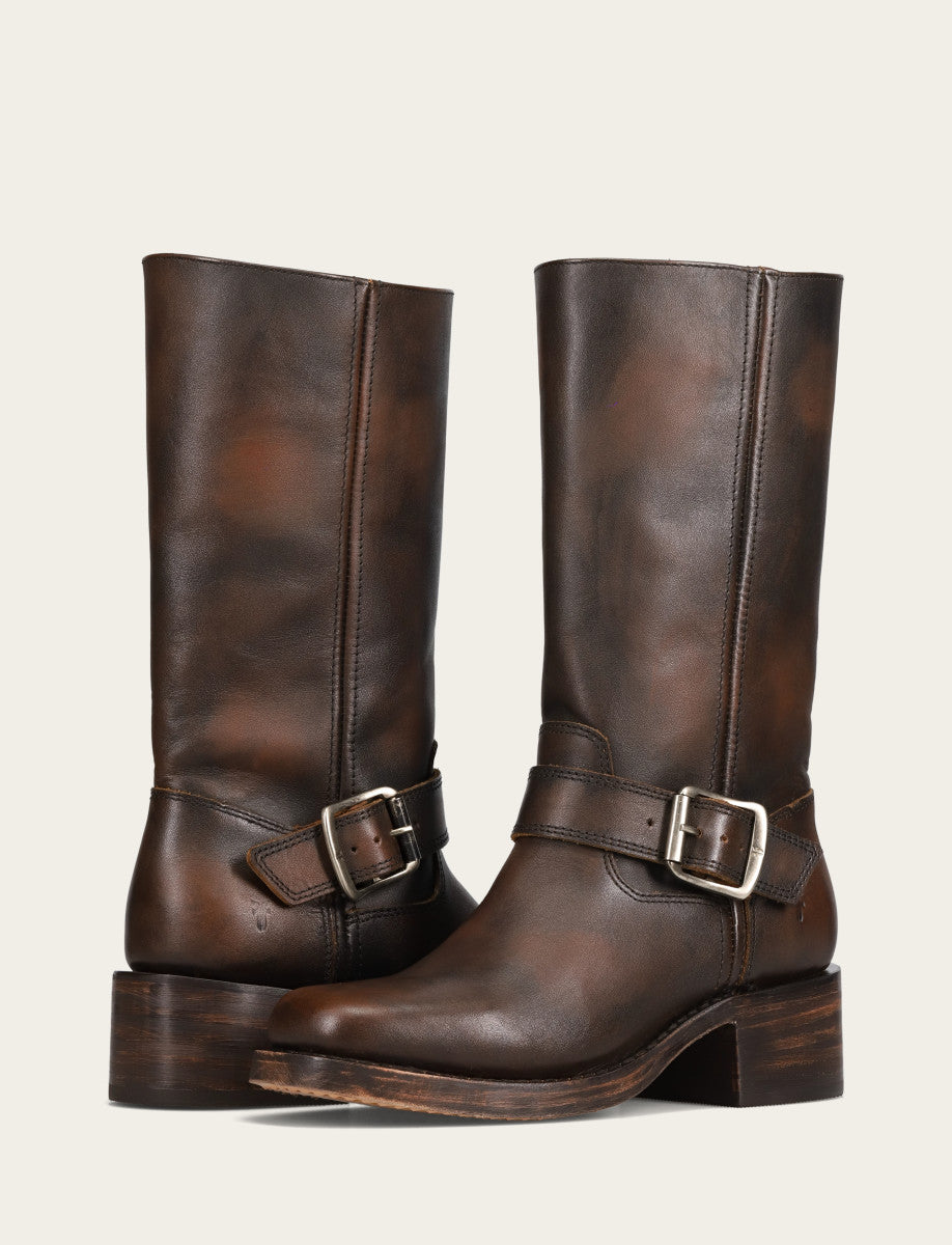Frye Women's Dark Brown Campus Buckle Boot Dark Brown