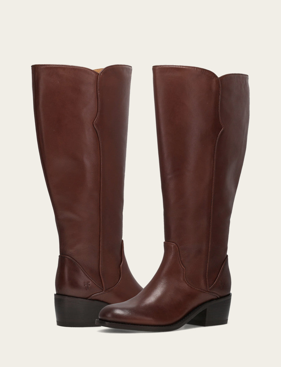 Frye Women's Saddle Carson 2 Piping Tall Wide Calf Boot Saddle