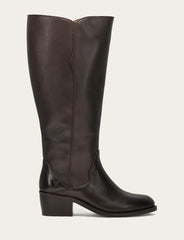 Frye Women's Dark Brown Carson 2 Piping Tall Wide Calf Boot Dark Brown