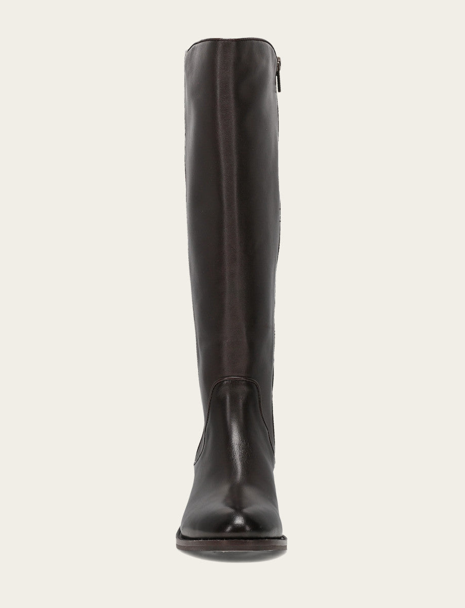 Frye Women's Dark Brown Carson 2 Piping Tall Wide Calf Boot Dark Brown