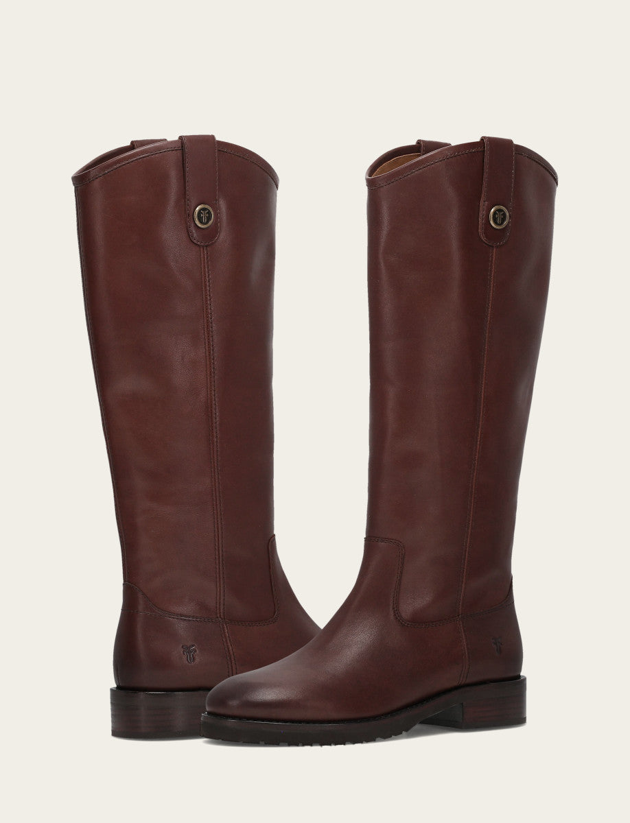 Frye Women's Brown Melissa Lug Button Tall Wide Calf Boot Brown