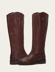 Frye Women's Brown Melissa Lug Button Tall Wide Calf Boot Brown