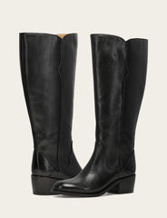 Frye Women's Black Carson 2 Piping Tall Wide Calf Boot Black