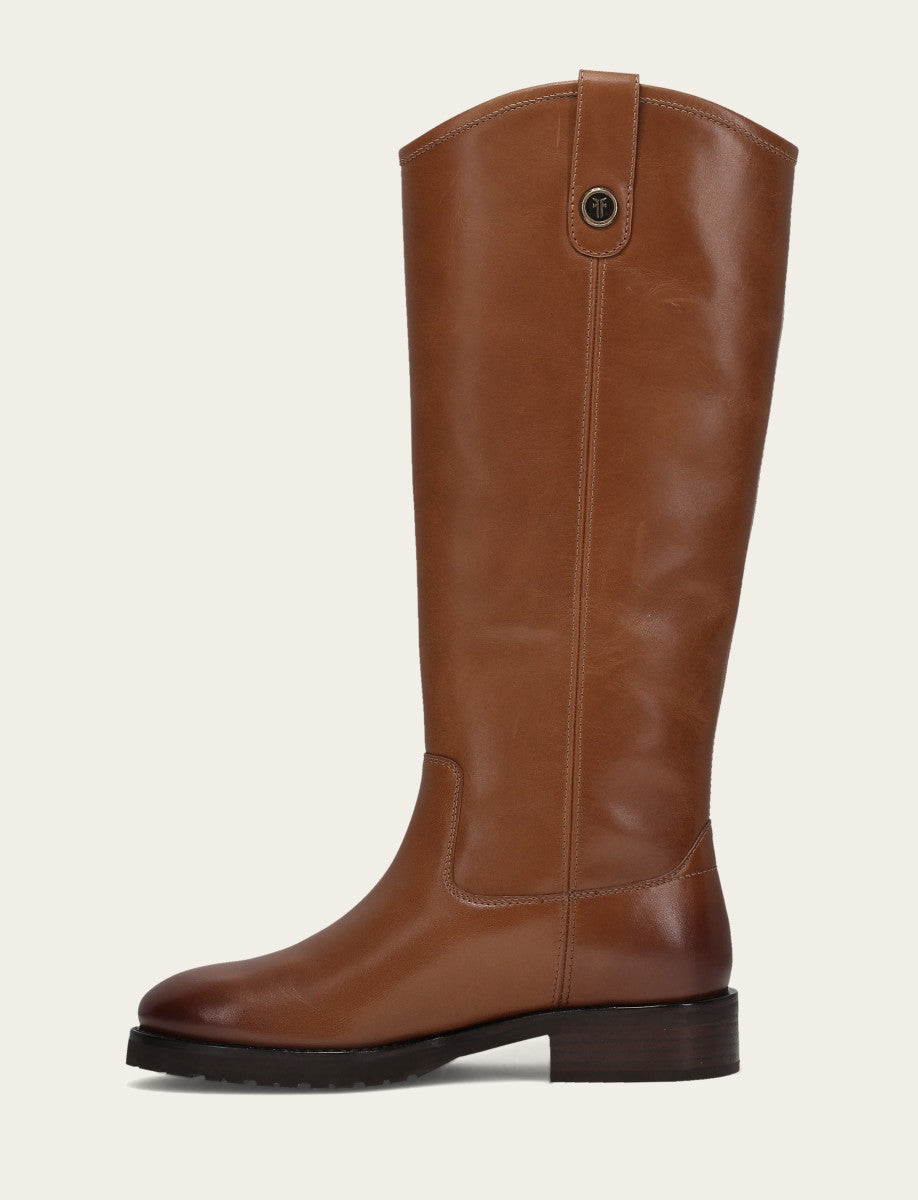 Frye Women's Tan Melissa Lug Button Tall Wide Calf Boot Tan
