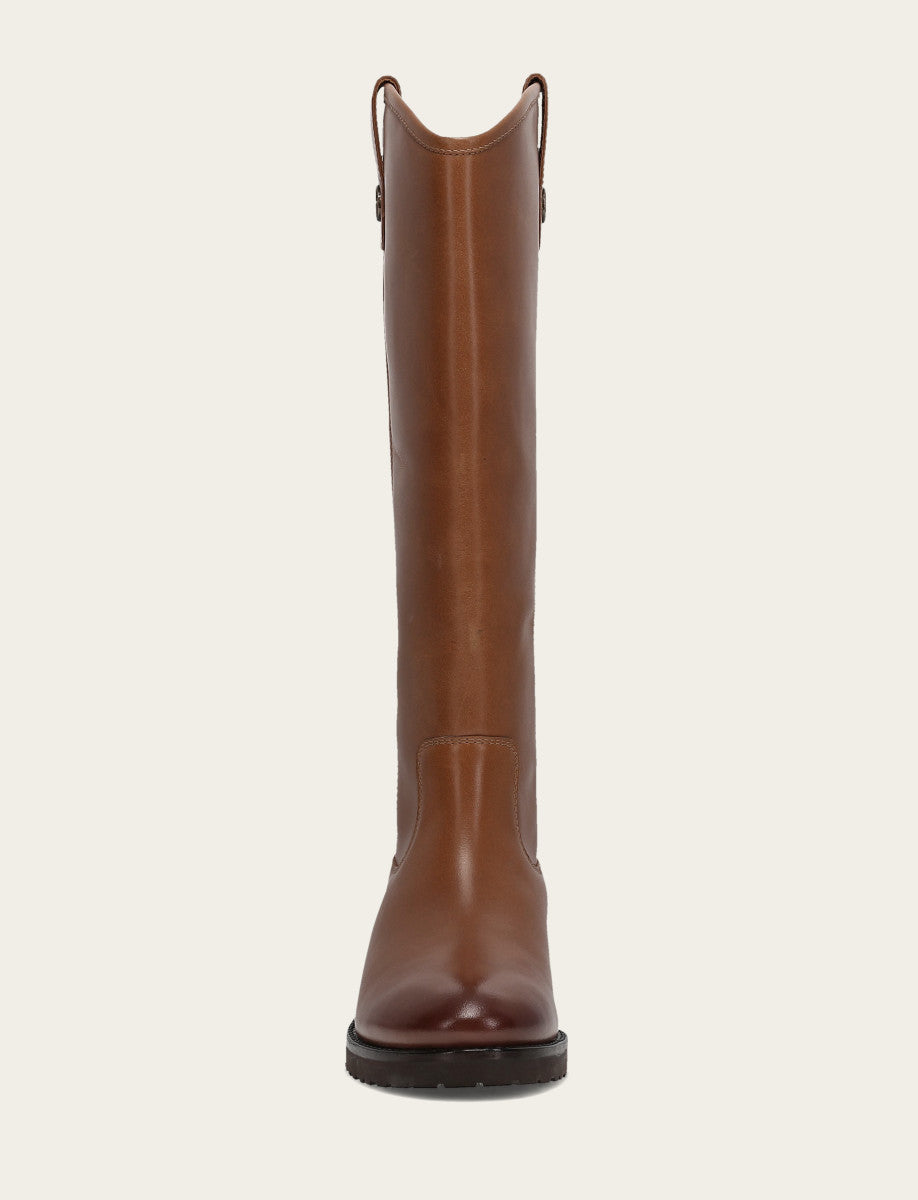 Frye Women's Tan Melissa Lug Button Tall Wide Calf Boot Tan