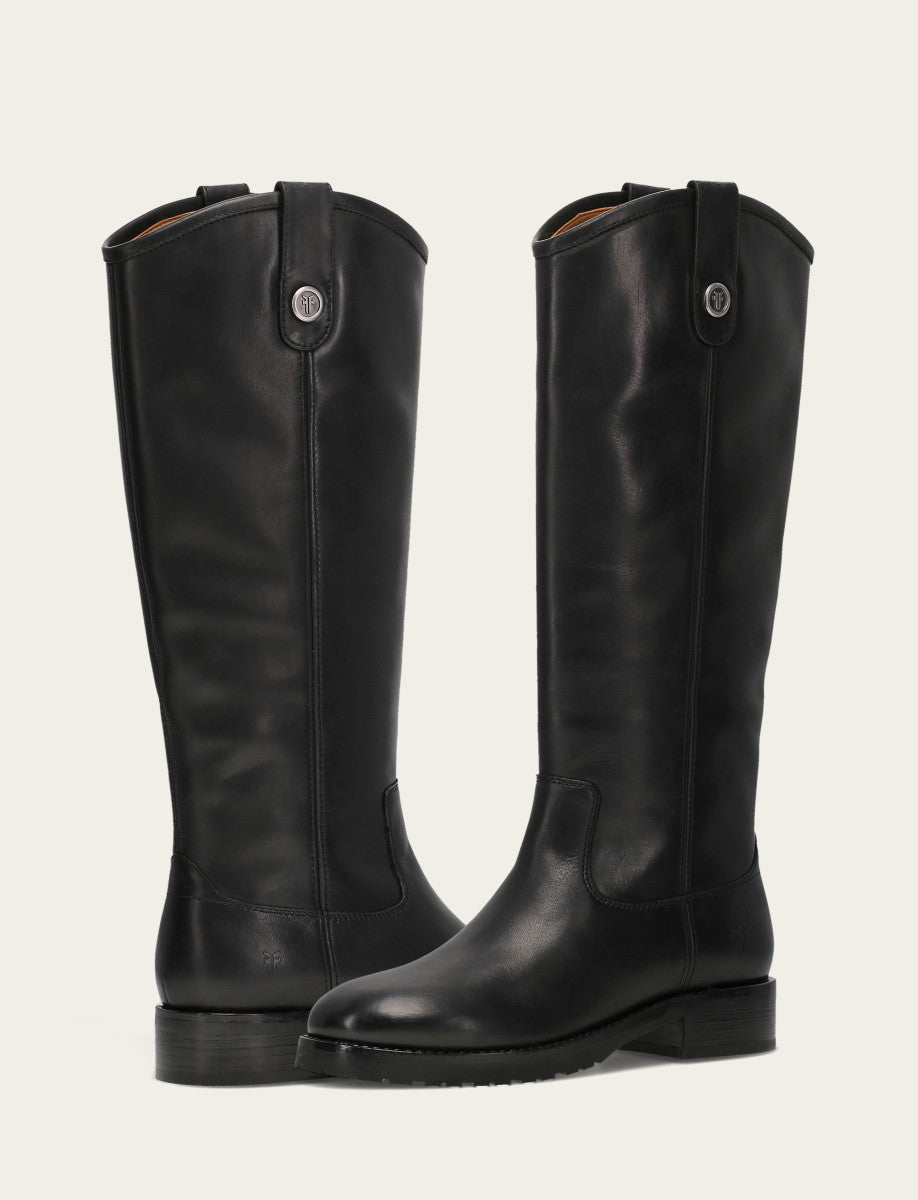 Frye Women's Black Melissa Lug Button Tall Boot Black