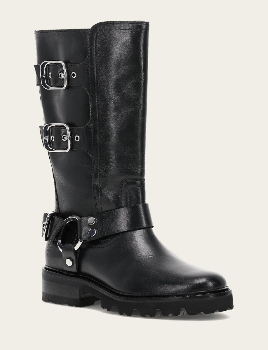 Frye Women's Black Olivia Moto Mid Boot Black