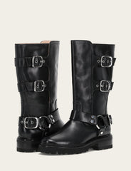 Frye Women's Black Olivia Moto Mid Boot Black