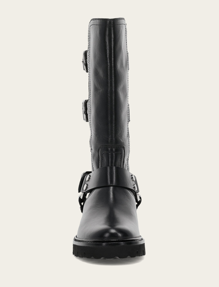 Frye Women's Black Olivia Moto Mid Boot Black