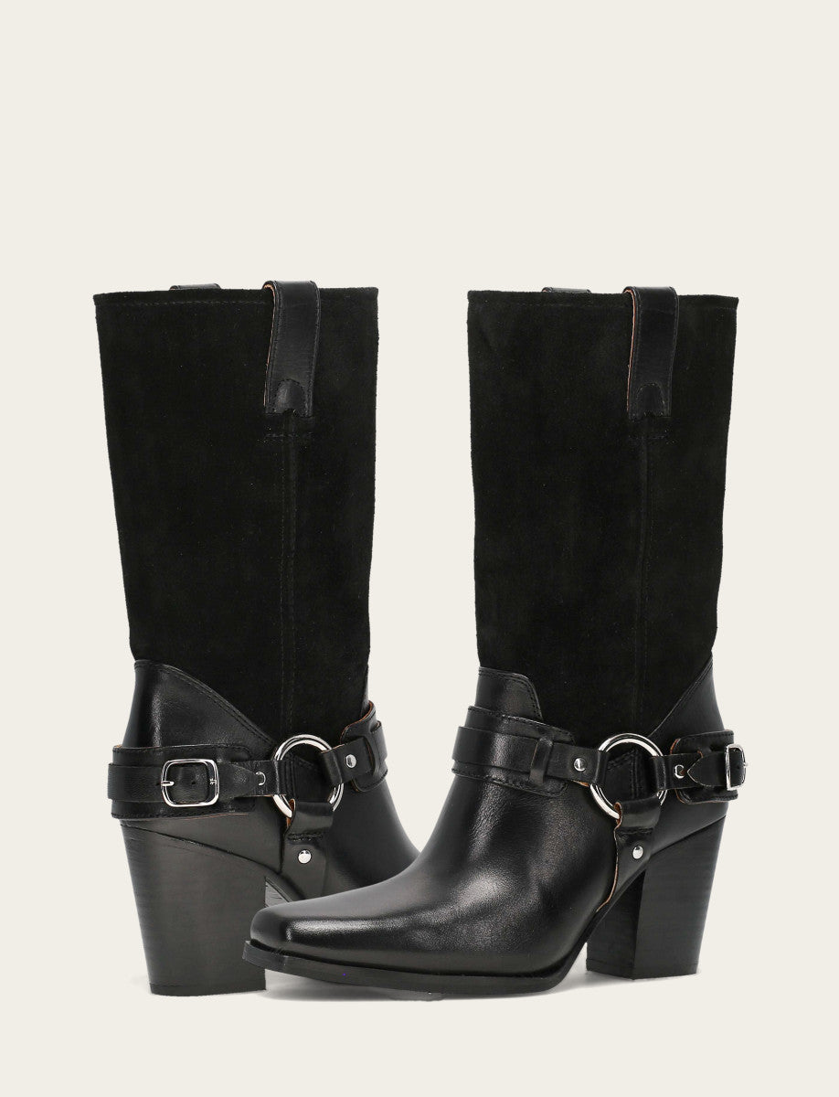 Frye Women's Black Shiloh Harness Belted Boot Black