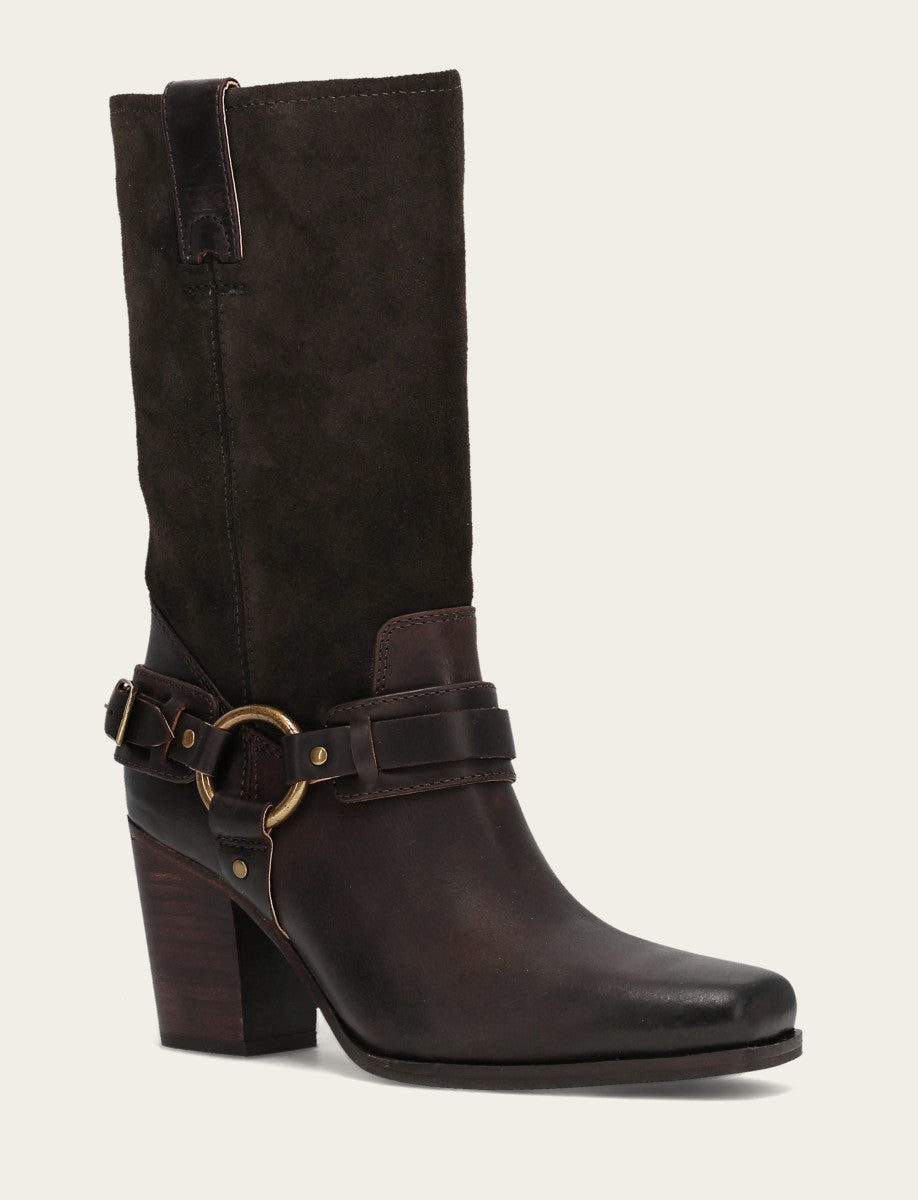 Frye Women's Dark Brown Shiloh Harness Belted Boot Dark Brown