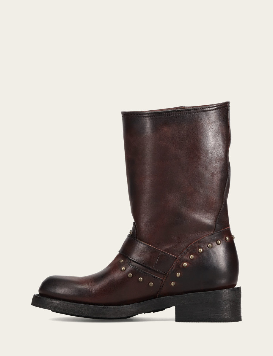 Frye Women's Cherry Lacquer Viv Fringe Engineer Boot Cherry Lacquer