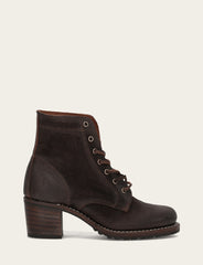 Frye Women's Dark Brown Sabrina 6G Lace Up Boots Dark Brown