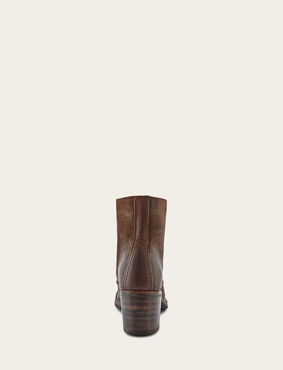 Frye Women's Dark Brown Sabrina 6G Lace Up Boots Dark Brown