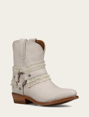 Frye Women's Ivory Billy Harness Ruffle Boots Ivory