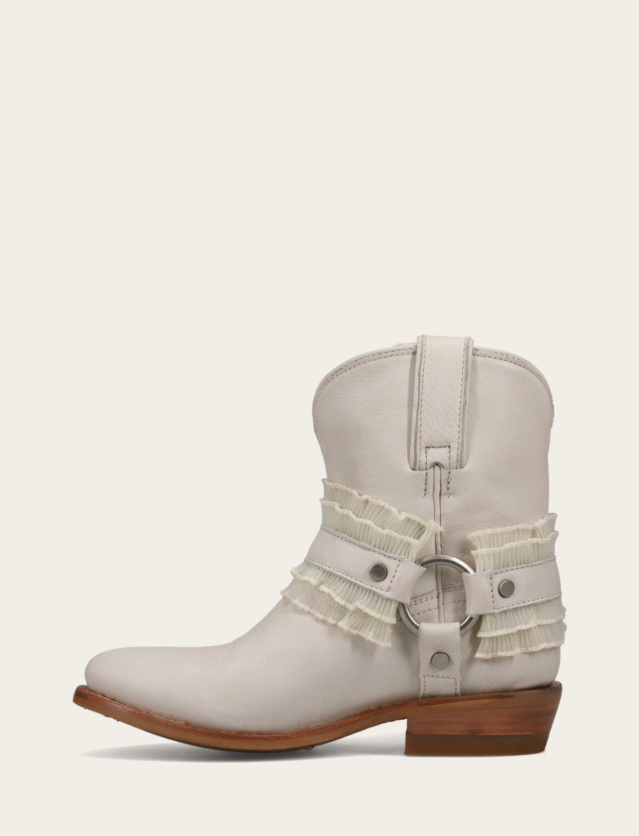 Frye Women's Ivory Billy Harness Ruffle Boots Ivory