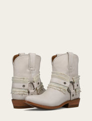 Frye Women's Ivory Billy Harness Ruffle Boots Ivory