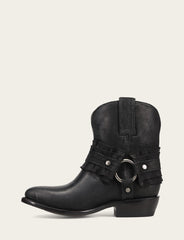 Frye Women's Black Billy Harness Ruffle Boots Black
