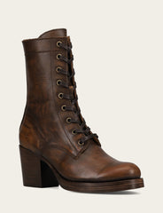 Frye Women's Distressed Dk Brown Jean Lace Up Boot Distressed Dark Brown