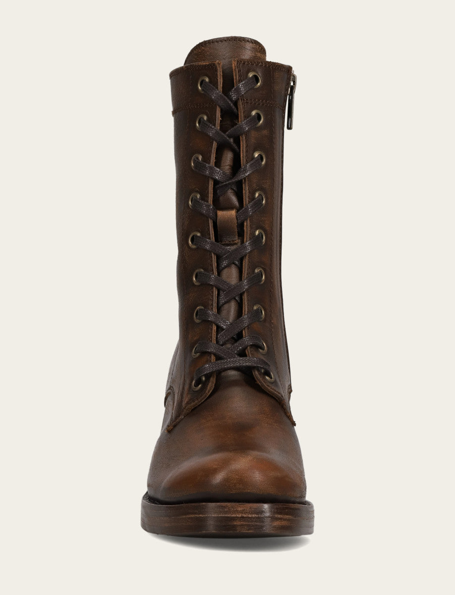 Frye Women's Distressed Dk Brown Jean Lace Up Boot Distressed Dark Brown