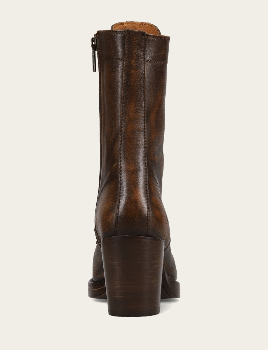 Frye Women's Distressed Dk Brown Jean Lace Up Boot Distressed Dark Brown