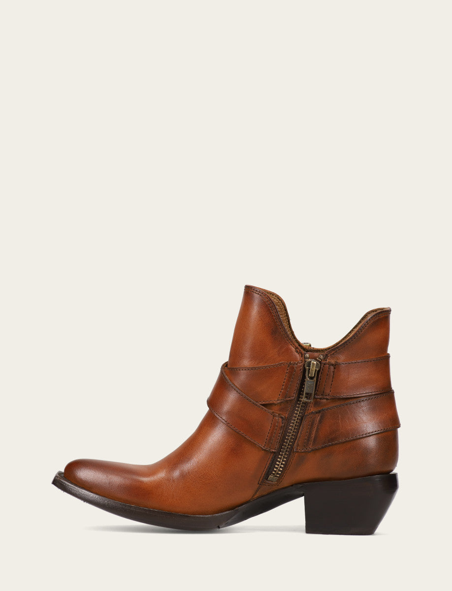 Frye Women's Caramel Sacha Multi Strap Booties Caramel