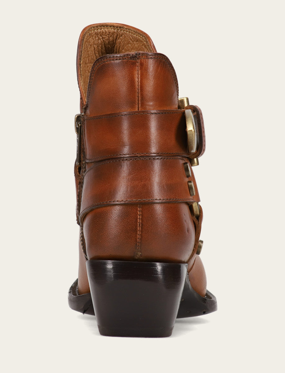 Frye Women's Caramel Sacha Multi Strap Booties Caramel