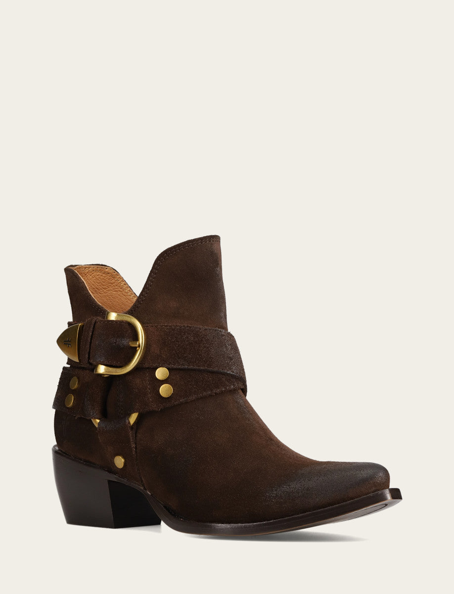 Frye Women's Chocolate Sacha Multi Strap Booties Chocolate