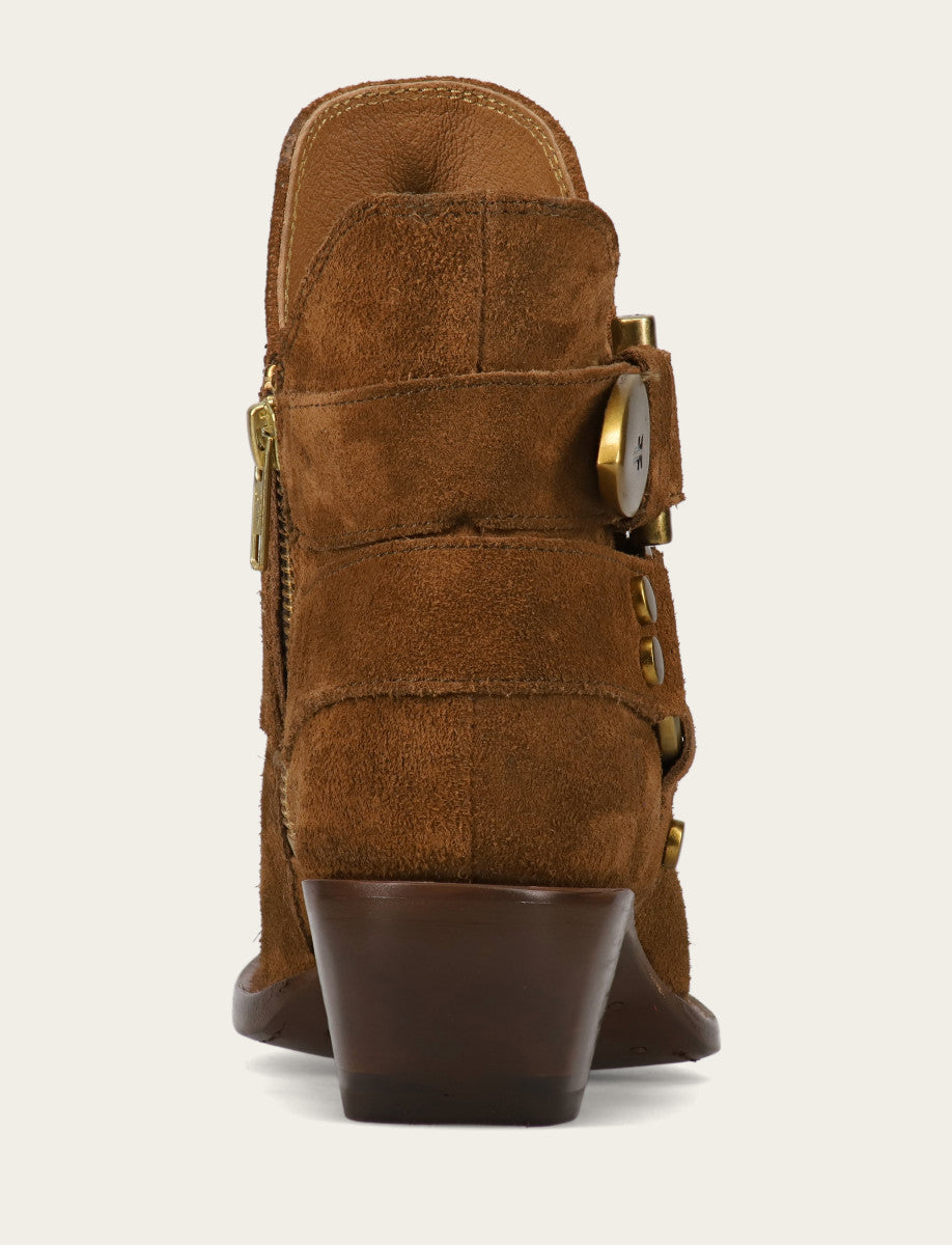 Frye Women's Bark Sacha Multi Strap Booties Bark