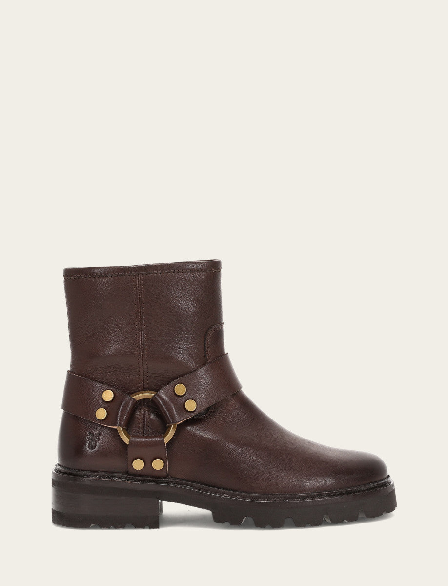 Frye Women's Chocolate Olivia Harness Short Booties Chocolate