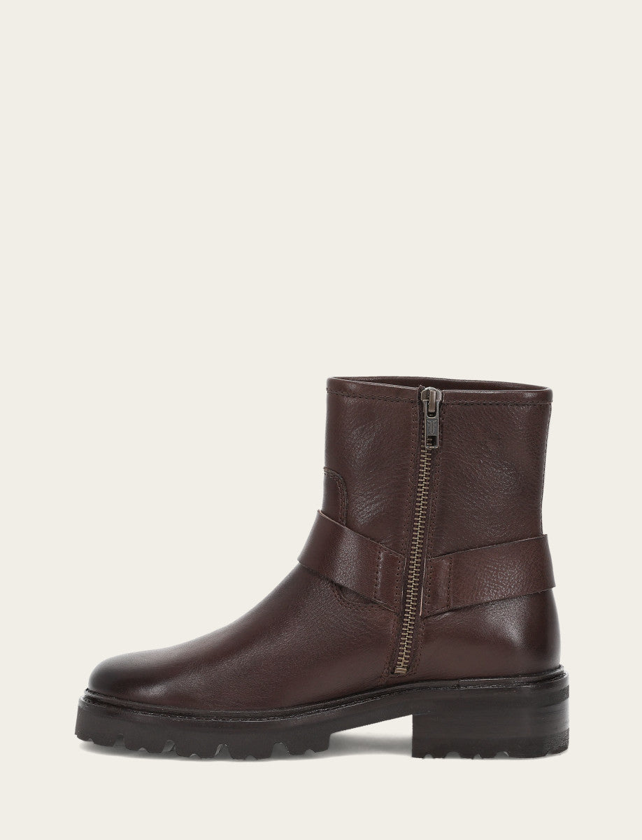 Frye Women's Chocolate Olivia Harness Short Booties Chocolate