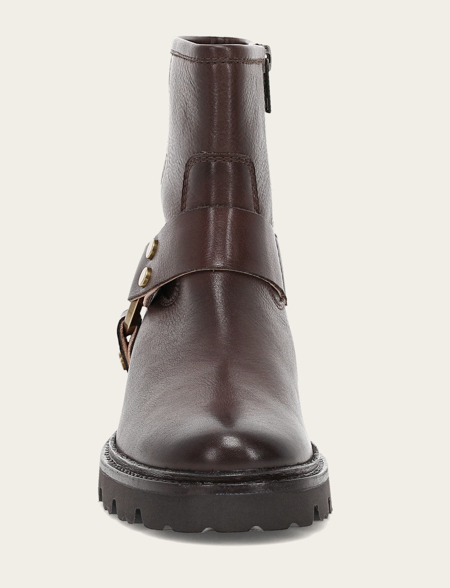 Frye Women's Chocolate Olivia Harness Short Booties Chocolate