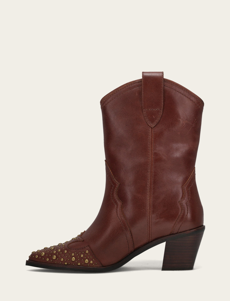 Frye Women's Saddle Sara Wingtip Stud Western Boots Saddle