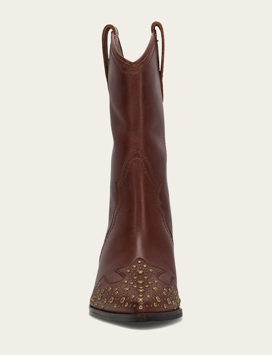 Frye Women's Saddle Sara Wingtip Stud Western Boots Saddle